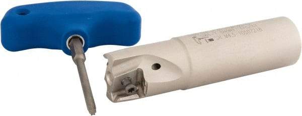 Iscar - 1" Cut Diam, 0.49" Max Depth of Cut, 1" Shank Diam, 4" OAL, Indexable Square Shoulder Helical End Mill - T490 LN.T 1306 Inserts, Weldon Shank, 90° Lead Angle, Through Coolant, Series Helitang - Apex Tool & Supply