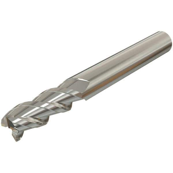 Iscar - 16mm, 25mm LOC, 16mm Shank Diam, 75mm OAL, 3 Flute, Solid Carbide Square End Mill - Single End, TiAlN Finish, Spiral Flute, 45° Helix, Centercutting, Right Hand Cut, Right Hand Flute - Apex Tool & Supply