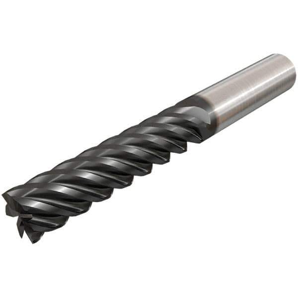 Iscar - 10mm, 60mm LOC, 10mm Shank Diam, 110mm OAL, 4 Flute, Solid Carbide Square End Mill - Single End, TiAlN Finish, Spiral Flute, 45° Helix, Right Hand Cut, Right Hand Flute - Apex Tool & Supply