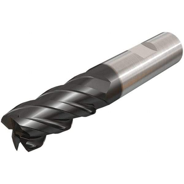 Iscar - 14mm, 25mm LOC, 14mm Shank Diam, 83mm OAL, 4 Flute, Solid Carbide Square End Mill - Single End, TiAlN Finish, Spiral Flute, 45° Helix, Right Hand Cut, Right Hand Flute - Apex Tool & Supply