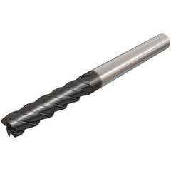 Iscar - 10mm, 40mm LOC, 10mm Shank Diam, 100mm OAL, 4 Flute, Solid Carbide Square End Mill - Single End, TiAlN Finish, Spiral Flute, 45° Helix, Right Hand Cut, Right Hand Flute - Apex Tool & Supply