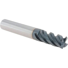 Iscar - 4 Flute Solid Carbide Roughing & Finishing Corner Chamfer End Mill - TiAlN Finish, Straight Shank, 45° Helix, Non-Centercutting, Regular Length - Apex Tool & Supply