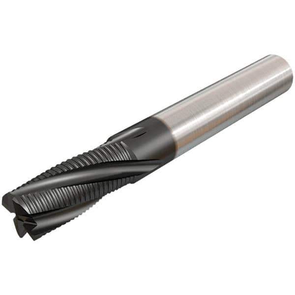 Iscar - 12mm Diam, Coarse Pitch, 24mm LOC, 4 Flute Solid Carbide 45° Corner Chamfer Roughing End Mill - TiAlN Finish, 83mm OAL, 12mm Shank Diam, Single End, 20° Helix - Apex Tool & Supply