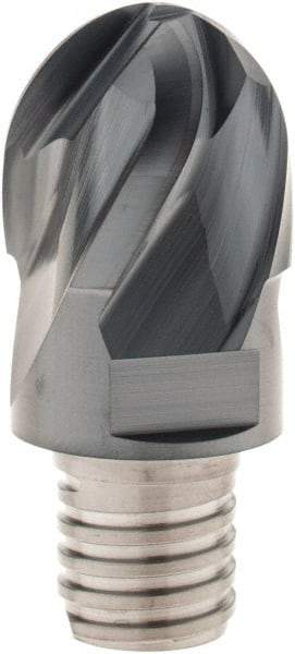 Iscar - MM EB Grade IC908 Carbide Ball Nose Milling Tip Insert - TiAlN Finish, 4 Flutes, 1" Cutting Diam, 0.86" Depth of Cut, 1.45" Extension, 1/2" Cnr Rad, 30° Helix - Apex Tool & Supply