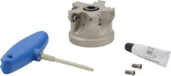 Iscar - 5 Inserts, 2-1/2" Cut Diam, 1" Arbor Diam, 0.512" Max Depth of Cut, Indexable Square-Shoulder Face Mill - 0/90° Lead Angle, 1-3/4" High, HM390 TDKT 1505 Insert Compatibility, Through Coolant, Series HeliIQMill - Apex Tool & Supply