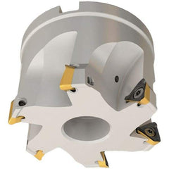 Iscar - 3 Inserts, 40mm Cut Diam, 16mm Arbor Diam, 8mm Max Depth of Cut, Indexable Square-Shoulder Face Mill - 0/90° Lead Angle, 35mm High, HM390 TPKT 1003 Insert Compatibility, Through Coolant, Series HeliIQMill - Apex Tool & Supply