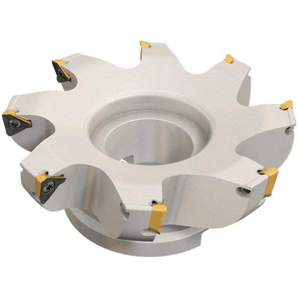 Iscar - 9 Inserts, 200mm Cut Diam, 60mm Arbor Diam, 13mm Max Depth of Cut, Indexable Square-Shoulder Face Mill - 0/90° Lead Angle, 63mm High, HM390 TDKT 1505 Insert Compatibility, Through Coolant, Series HeliIQMill - Apex Tool & Supply