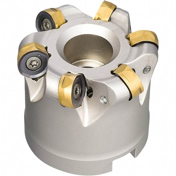 Iscar - 2" Cut Diam, 0.47" Max Depth, 3/4" Arbor Hole, 5 Inserts, H400 RNHU Insert Style, Indexable Copy Face Mill - H400 FR-16 Cutter Style, 1-1/2 High, Through Coolant, Series Helido - Apex Tool & Supply
