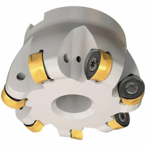 Iscar - 66mm Cut Diam, 12mm Max Depth, 27mm Arbor Hole, 6 Inserts, H400 RNHU Insert Style, Indexable Copy Face Mill - H400 FR-16 Cutter Style, 50mm High, Through Coolant, Series Helido - Apex Tool & Supply