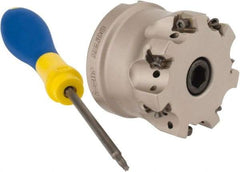 Iscar - 7 Inserts, 2" Cut Diam, 3/4" Arbor Diam, 0.315" Max Depth of Cut, Indexable Square-Shoulder Face Mill - 0/90° Lead Angle, 1.57" High, H490 AN.X 09 Insert Compatibility, Through Coolant, Series Helido - Apex Tool & Supply