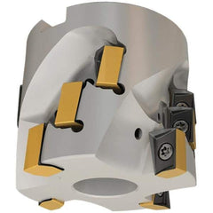 Iscar - 12 Inserts, 80mm Cut Diam, 32mm Arbor Diam, 46.5mm Max Depth of Cut, Indexable Square-Shoulder Face Mill - 0/90° Lead Angle, 70mm High, H490 AN.X 17 Insert Compatibility, Through Coolant, Series Helido - Apex Tool & Supply