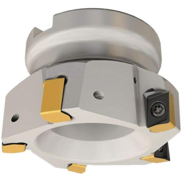 Iscar - 7 Inserts, 80mm Cut Diam, 27mm Arbor Diam, 12mm Max Depth of Cut, Indexable Square-Shoulder Face Mill - 0/90° Lead Angle, 50mm High, H490 AN.X 12 Insert Compatibility, Through Coolant, Series Helido - Apex Tool & Supply