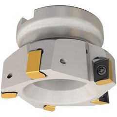 Iscar - 7 Inserts, 80mm Cut Diam, 27mm Arbor Diam, 12mm Max Depth of Cut, Indexable Square-Shoulder Face Mill - 0/90° Lead Angle, 50mm High, H490 AN.X 12 Insert Compatibility, Through Coolant, Series Helido - Apex Tool & Supply