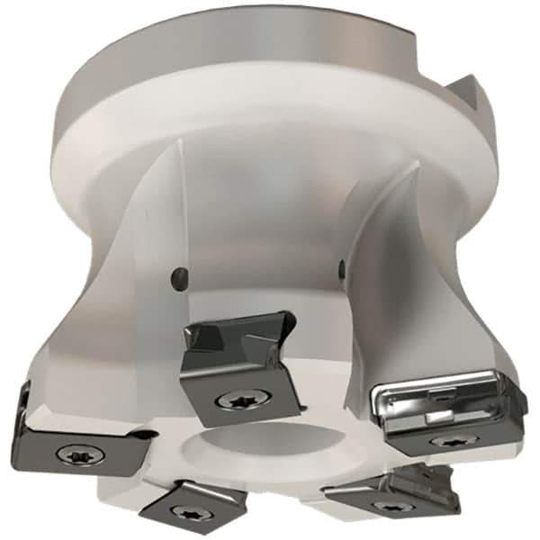 Iscar - 6 Inserts, 80mm Cut Diam, 32mm Arbor Diam, 3mm Max Depth of Cut, Indexable Square-Shoulder Face Mill - 0/90° Lead Angle, 50mm High, HTP LNHT 1006 Insert Compatibility, Through Coolant, Series TangPlunge - Apex Tool & Supply