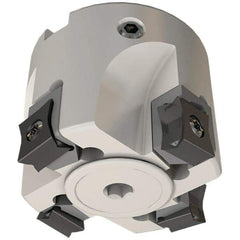Iscar - 5 Inserts, 80mm Cut Diam, 27mm Arbor Diam, 5mm Max Depth of Cut, Indexable Square-Shoulder Face Mill - 0/90° Lead Angle, 45mm High, LN.. 11.. Insert Compatibility, Through Coolant, Series Heli2000 - Apex Tool & Supply