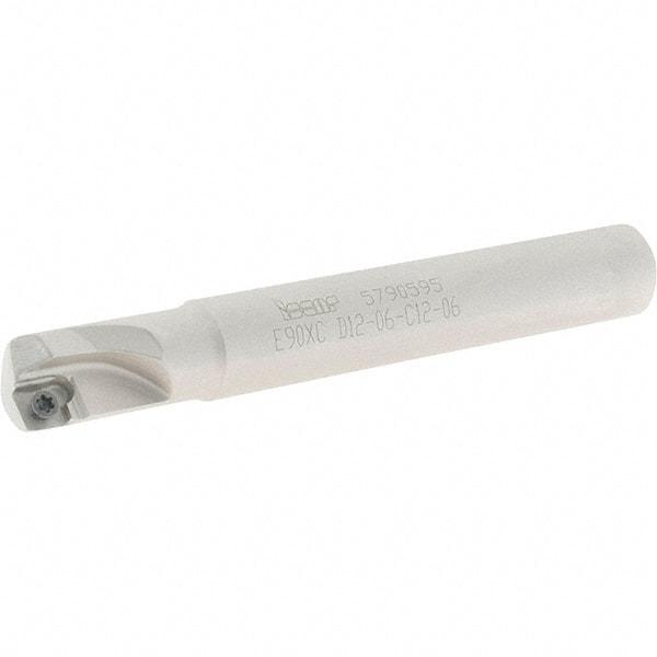Iscar - 12mm Cut Diam, 5.8mm Max Depth of Cut, 12mm Shank Diam, 90mm OAL, Indexable Square Shoulder End Mill - S/XOMT-HQ Inserts, Cylindrical Shank, 90° Lead Angle, Series Heliquad - Apex Tool & Supply