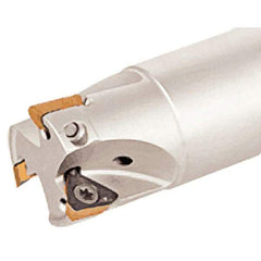 Iscar - 1" Cut Diam, 0.315" Max Depth of Cut, 1" Shank Diam, 7.87" OAL, Indexable Square Shoulder Helical End Mill - HM390 TPKT 1003 Inserts, Cylindrical Shank, 90° Lead Angle, Through Coolant, Series HeliIQMill - Apex Tool & Supply