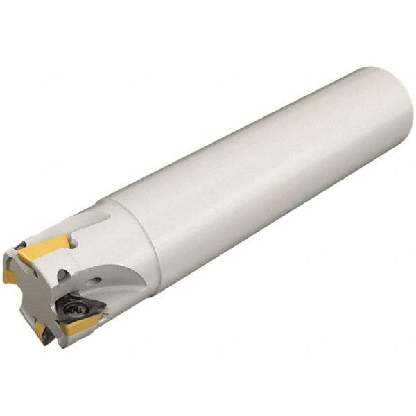 Iscar - 32mm Cut Diam, 8mm Max Depth of Cut, 32mm Shank Diam, 110mm OAL, Indexable Square Shoulder Helical End Mill - HM390 TPKT 1003 Inserts, Weldon Shank, 90° Lead Angle, Through Coolant, Series HeliIQMill - Apex Tool & Supply