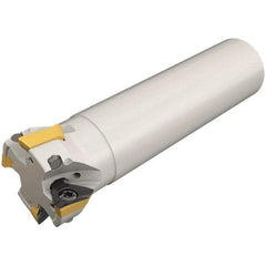 Iscar - 50mm Cut Diam, 13mm Max Depth of Cut, 32mm Shank Diam, 130mm OAL, Indexable Square Shoulder Helical End Mill - HM390 TDKT 1505 Inserts, Cylindrical Shank, 90° Lead Angle, Through Coolant, Series HeliIQMill - Apex Tool & Supply