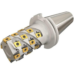 Iscar - 80mm Cut Diam, 82mm Max Depth of Cut, Indexable Square Shoulder End Mill - T490 LN.T 13.. Inserts, INT50 Taper Shank, 90° Lead Angle, Through Coolant, Series Helitang - Apex Tool & Supply