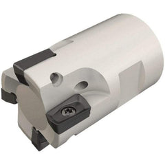Iscar - 20mm Cut Diam, 7.7mm Max Depth of Cut, 31mm OAL, Indexable Square Shoulder End Mill - HP ANKT 0702.. Inserts, T12 Modular Connection, Through Coolant, Series Heliplus, Shankmaster - Apex Tool & Supply