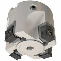 Iscar - 10 Inserts, 100mm Cut Diam, 32mm Arbor Diam, 5mm Max Depth of Cut, Indexable Square-Shoulder Face Mill - 0/90° Lead Angle, 55mm High, LN.. 11.. Insert Compatibility, Through Coolant, Series Heli2000 - Apex Tool & Supply