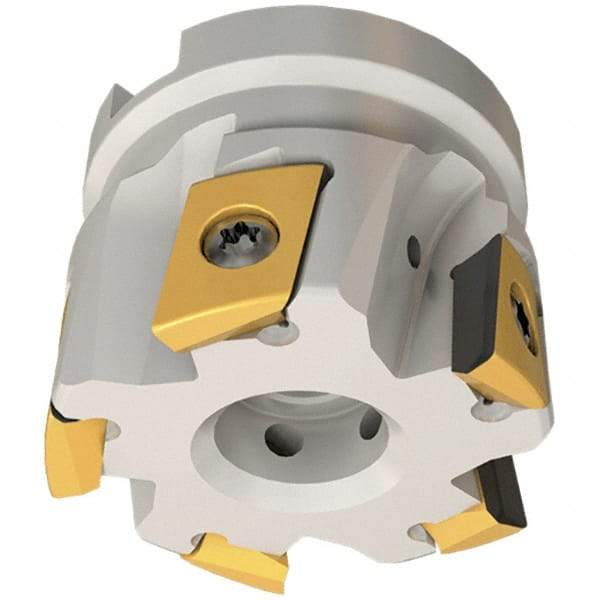 Iscar - 5 Inserts, 50mm Cut Diam, 22mm Arbor Diam, 14mm Max Depth of Cut, Indexable Square-Shoulder Face Mill - 0/90° Lead Angle, 40mm High, T290 FLN-15 Insert Compatibility, Through Coolant, Series SumoMill - Apex Tool & Supply