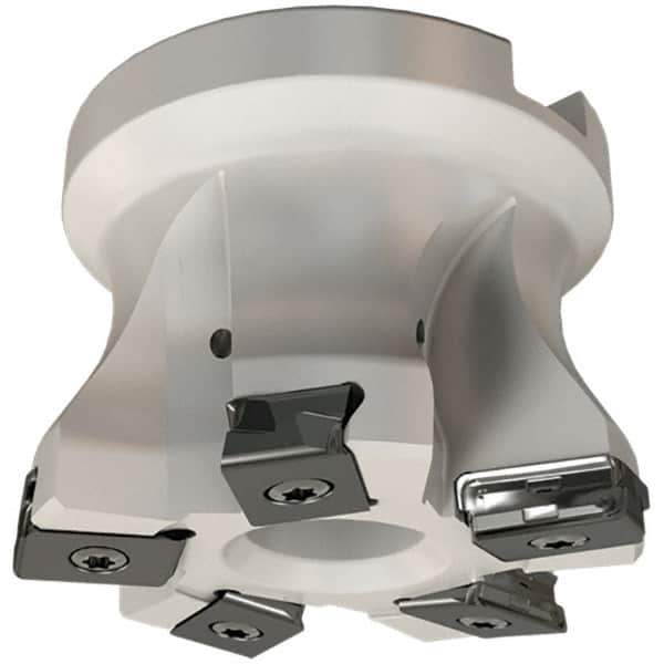 Iscar - 5 Inserts, 66mm Cut Diam, 27mm Arbor Diam, 3mm Max Depth of Cut, Indexable Square-Shoulder Face Mill - 0/90° Lead Angle, 50mm High, HTP LNHT 1006 Insert Compatibility, Through Coolant, Series TangPlunge - Apex Tool & Supply