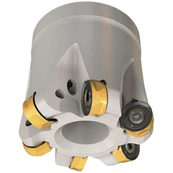 Iscar - 52mm Cut Diam, 8.7mm Max Depth, 22mm Arbor Hole, 6 Inserts, H400 RNHU Insert Style, Indexable Copy Face Mill - H400 FR-12 Cutter Style, 50mm High, Through Coolant, Series Helido - Apex Tool & Supply