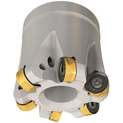 Iscar - 52mm Cut Diam, 8.7mm Max Depth, 22mm Arbor Hole, 6 Inserts, H400 RNHU Insert Style, Indexable Copy Face Mill - H400 FR-12 Cutter Style, 50mm High, Through Coolant, Series Helido - Apex Tool & Supply