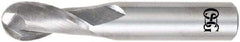 OSG - 25mm Diam, 38mm LOC, 2 Flute Solid Carbide Ball End Mill - Uncoated, Single End, 102mm OAL, 25mm Shank Diam, Spiral Flute - Apex Tool & Supply