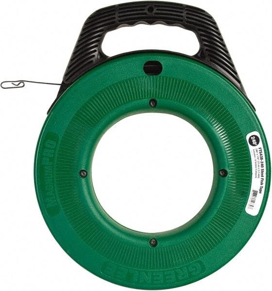 Greenlee - 240 Ft. Long x 1/8 Inch Wide, Steel Fish Tape - 400 Lb. Pulling Strength, Includes Case - Apex Tool & Supply