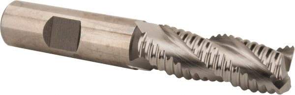 Hertel - 5/8" Diam, Coarse Pitch, 1-5/8" LOC, 3 Flute Cobalt Roughing Square End Mill - Uncoated, 3-3/4" OAL, 5/8" Shank Diam, Single End, Centercutting, 37° Helix - Apex Tool & Supply