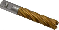 Hertel - 7/8" Diam, Coarse Pitch, 3-1/2" LOC, 5 Flute Cobalt Roughing Square End Mill - TiN Finish, 5-3/4" OAL, 7/8" Shank Diam, Single End, 30° Helix - Apex Tool & Supply