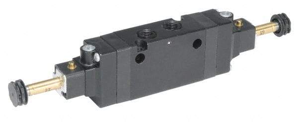 Parker - 1/4" NPT Port, Double Solenoid, 2 Position Valveless Coil, Aluminum Solenoid Valve - Normally Open Through Ports 1 & 2, 145 Max PSI, Buna-N Seal - Apex Tool & Supply