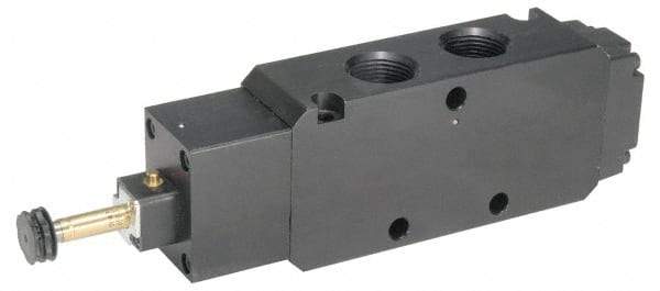 Parker - 3/4" NPT Port, Double Solenoid, 3 Position Valveless Coil, Aluminum Solenoid Valve - Pressure Center Open, 145 Max PSI, Buna-N Seal - Apex Tool & Supply