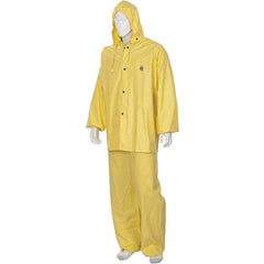 MCR Safety - Size 4XL, Yellow, Rain Three Piece Suit - Detachable Hood, Take Up Snaps Ankle, Take Up Snaps Wrist - Apex Tool & Supply