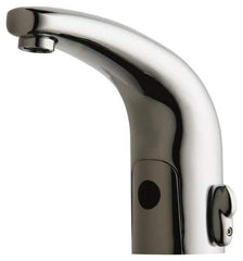Chicago Faucets - Chrome Deck Mounted Single Hole Electronic User Adjustable Temperature Control Mixer Faucet - Powered by 6 VAC, Traditional Spout - Apex Tool & Supply