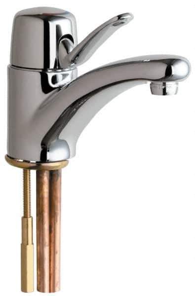 Chicago Faucets - Single Handle, Deck Mounted, Single Hole Bathroom Faucet - Ceramic Mixing Cartridge, No Drain, Integral Spout - Apex Tool & Supply