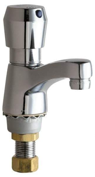 Chicago Faucets - Round Handle, Deck Mounted Bathroom Faucet - One Handle, No Drain, Standard Spout - Apex Tool & Supply