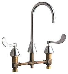 Chicago Faucets - Wrist Blade Handle, Wide Spread Bathroom Faucet - Two Handle, No Drain, Gooseneck Spout - Apex Tool & Supply