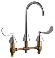 Chicago Faucets - Wrist Blade Handle, Wide Spread Bathroom Faucet - Two Handle, No Drain, Gooseneck Spout - Apex Tool & Supply