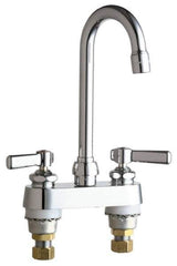 Chicago Faucets - Lever Handle, Deck Mounted Bathroom Faucet - Two Handle, No Drain, Gooseneck Spout - Apex Tool & Supply