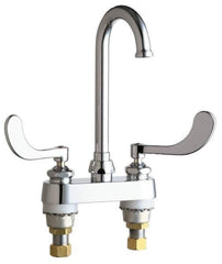 Chicago Faucets - Wrist Blade Handle, Deck Mounted Bathroom Faucet - Two Handle, No Drain, Gooseneck Spout - Apex Tool & Supply