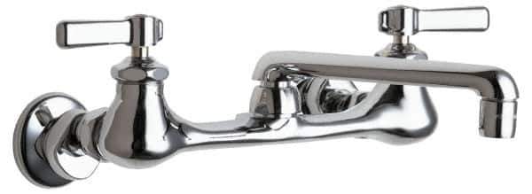 Chicago Faucets - Wall Mount, Swing Spout Service Sink Faucet - Two Handle, Lever Handle, 6 Cast Spout, No Drain - Apex Tool & Supply