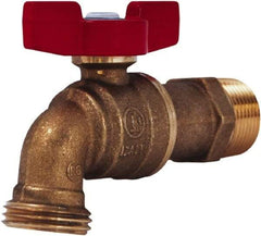 Legend Valve - 3/4" Pipe, 3/4" Tube, Aluminum Hose Bib Drain Cock & Shutoff Valve - 3/4 MNPT Thread, 125 Max psi, 2-29/64" Long - Apex Tool & Supply