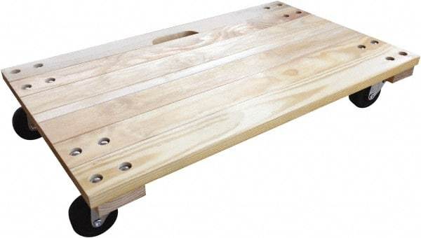 PRO-SOURCE - 1,000 Lb Capacity Hardwood/Polyolefin Solid Top Dolly - 36" Long x 24" Wide x 5" High, 3" Polyolefin Wheels - Apex Tool & Supply