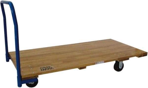 PRO-SOURCE - 1,400 Lb Capacity Hardwood/Steel Platform Truck - Hardwood Deck, 24" OAW, 42" Platform Length, Mold-On-Rubber Casters - Apex Tool & Supply