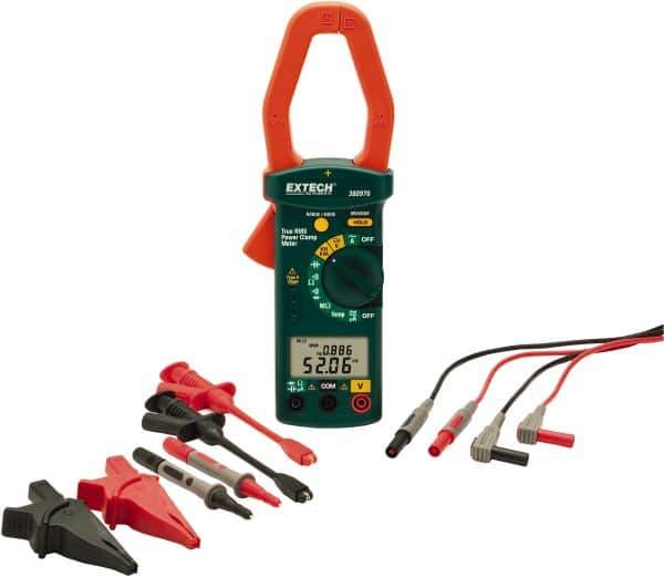 Extech - 4 Piece, Clamp Meter Test Kit - 600 Volt Max, LCD Display - Apex Tool & Supply