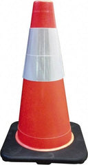 PRO-SAFE - 18" High, Orange Traffic Cone with Base - 12" Base Width, 3 Lb, PVC - Apex Tool & Supply